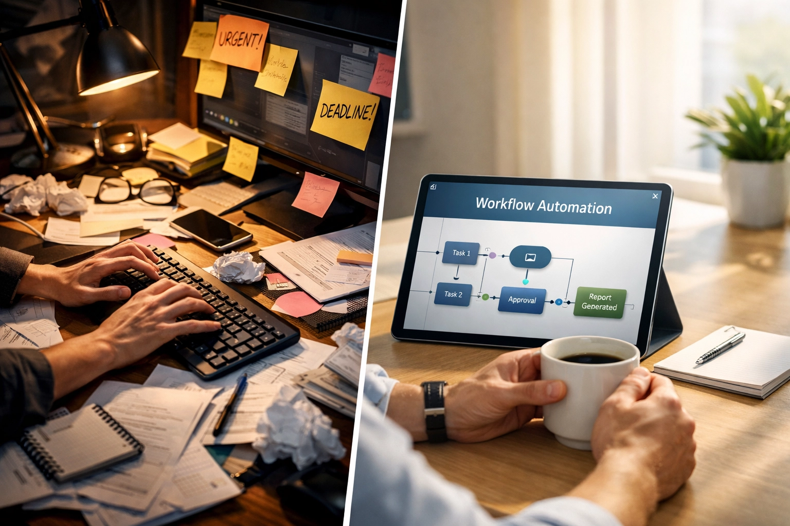 Manual press workflow chaos versus automated partnership press system efficiency comparison