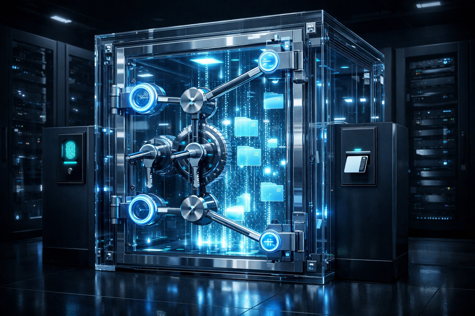 Immutable backup vault with dual-authentication and time-lock mechanisms protecting business data