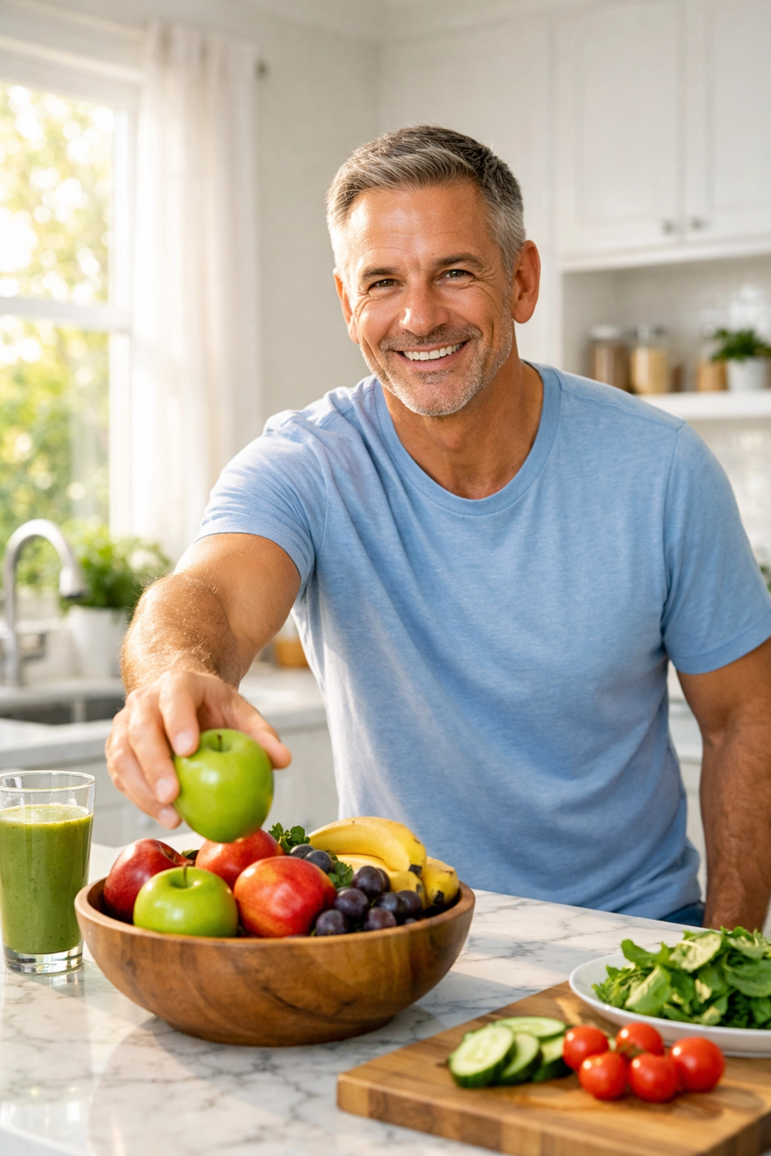Man in a kitchen enjoying a healthy lifestyle after medical weight loss in Louisiana.