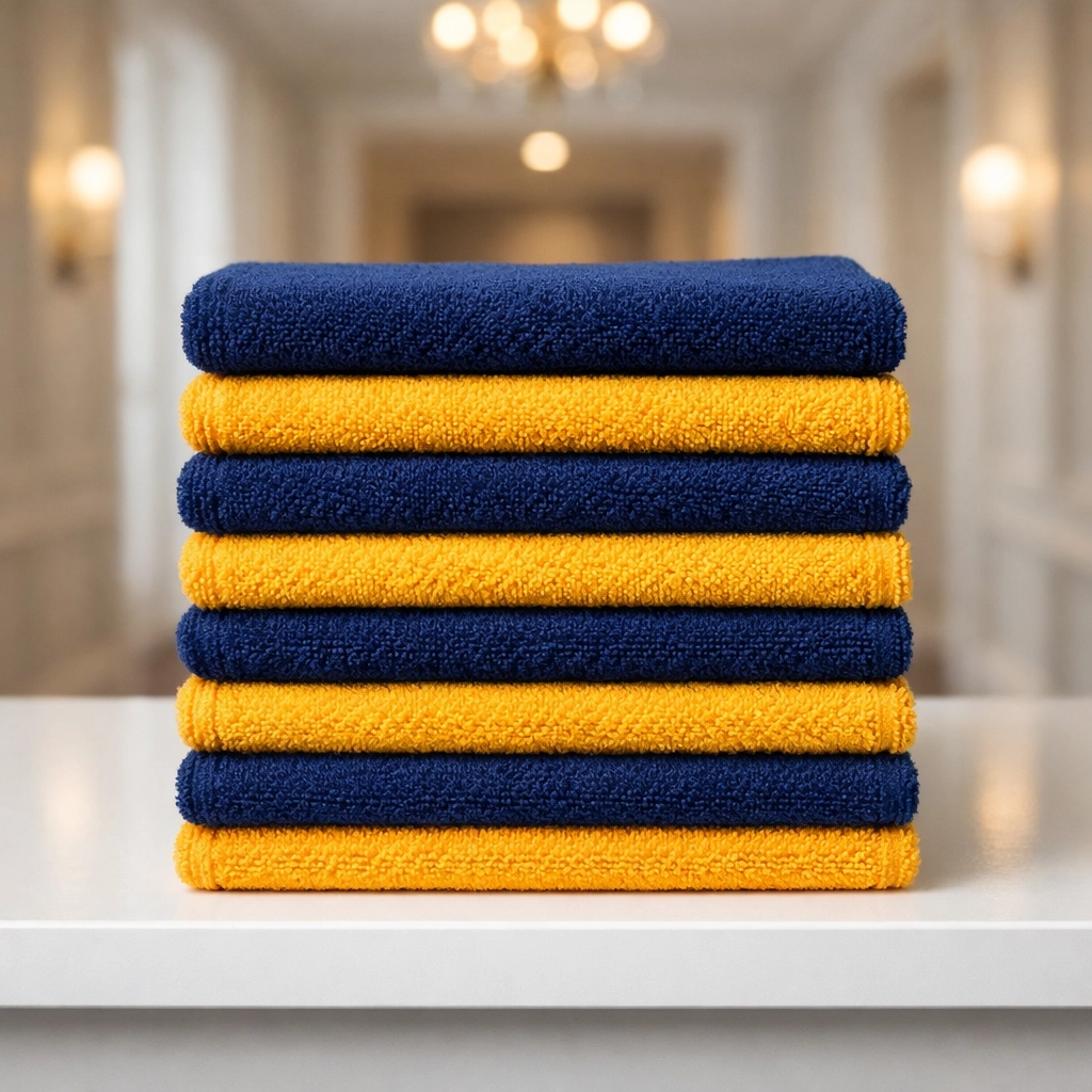 Color-coded microfiber cloths for organized and sanitary house cleaning Worcester MA.