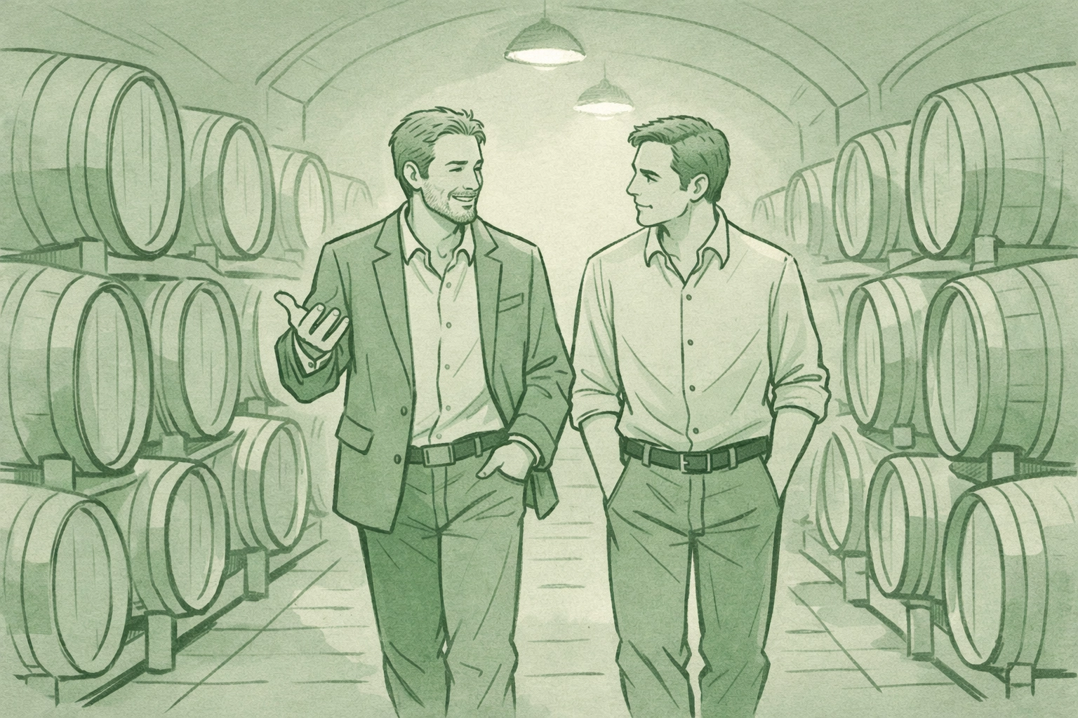 MM romance couple in wine cellar with oak barrels - Stellenbosch Valentine setting