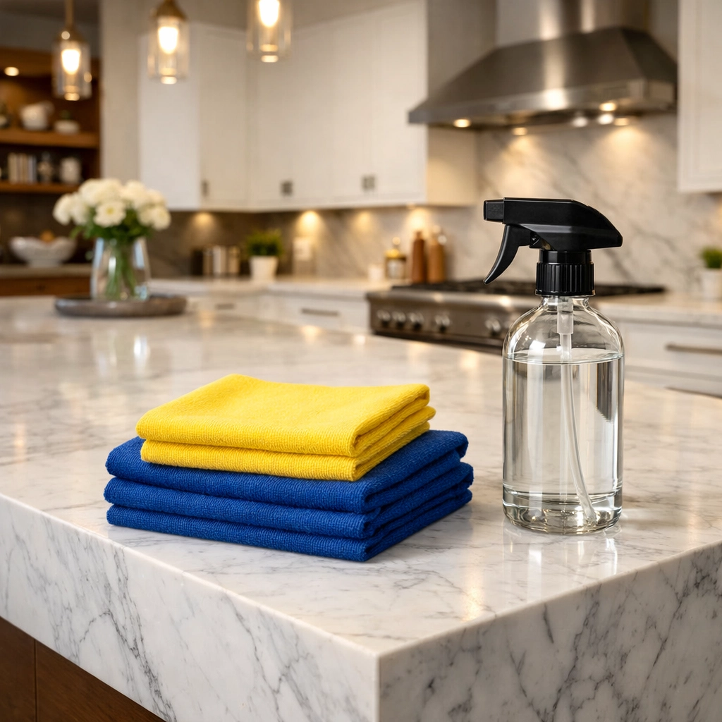 Pristine luxury kitchen showing the results of professional bi-weekly house cleaning Lincoln services.