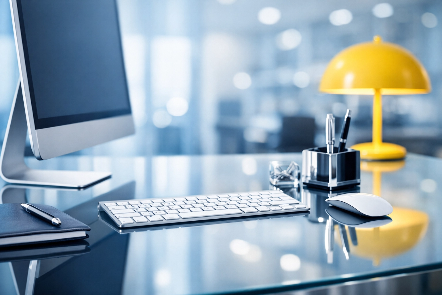 Dust-free executive workstation in a Somerset, MA office highlighting detailed commercial cleaning services.