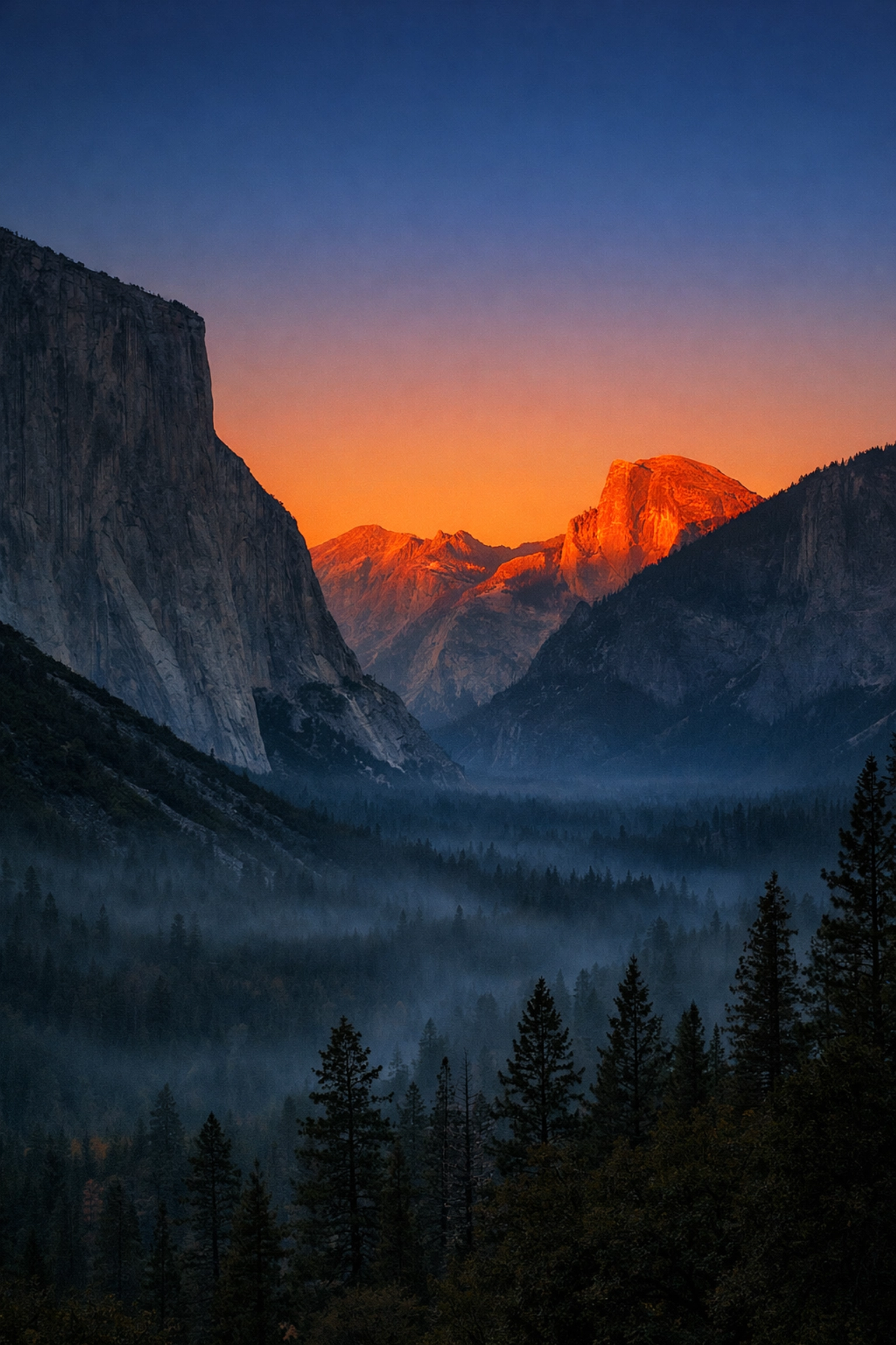 Sunset at Yosemite National Park's Tunnel View, a premier photography location featuring Half Dome.