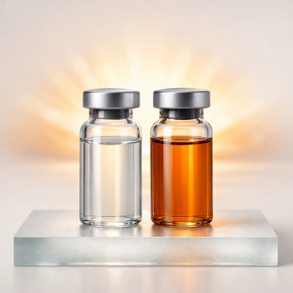 Clinical glass vials representing Retatrutide and Tirzepatide for metabolic research studies.