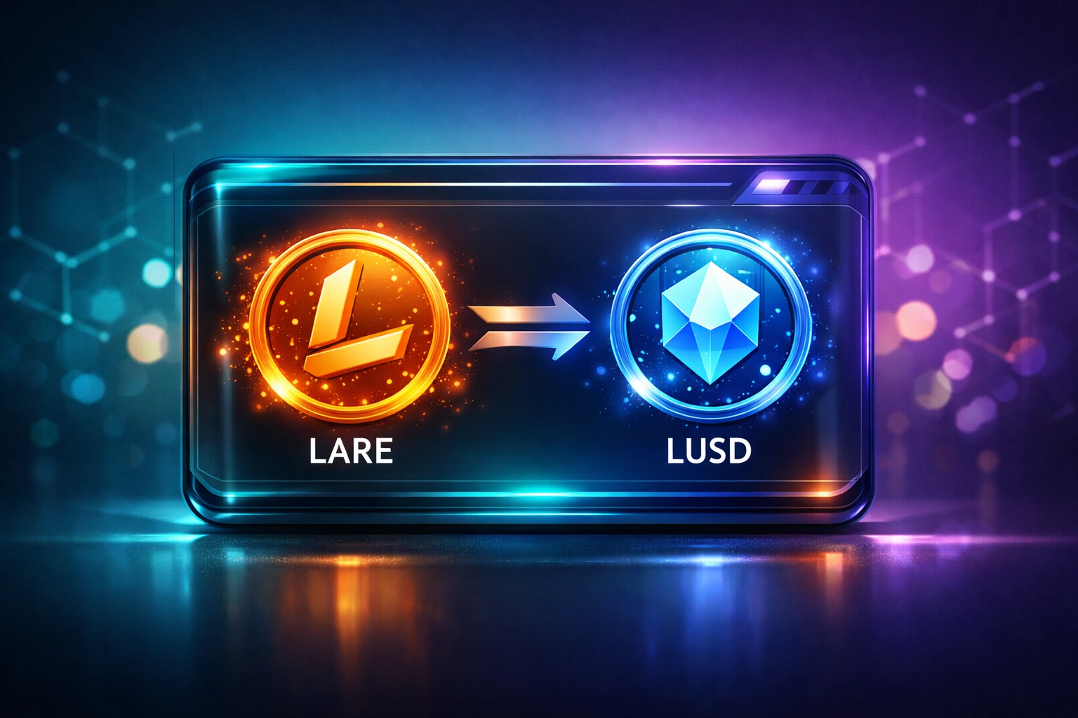 LUSD stablecoin and LARE token swap interface showing seamless crypto wallet conversion