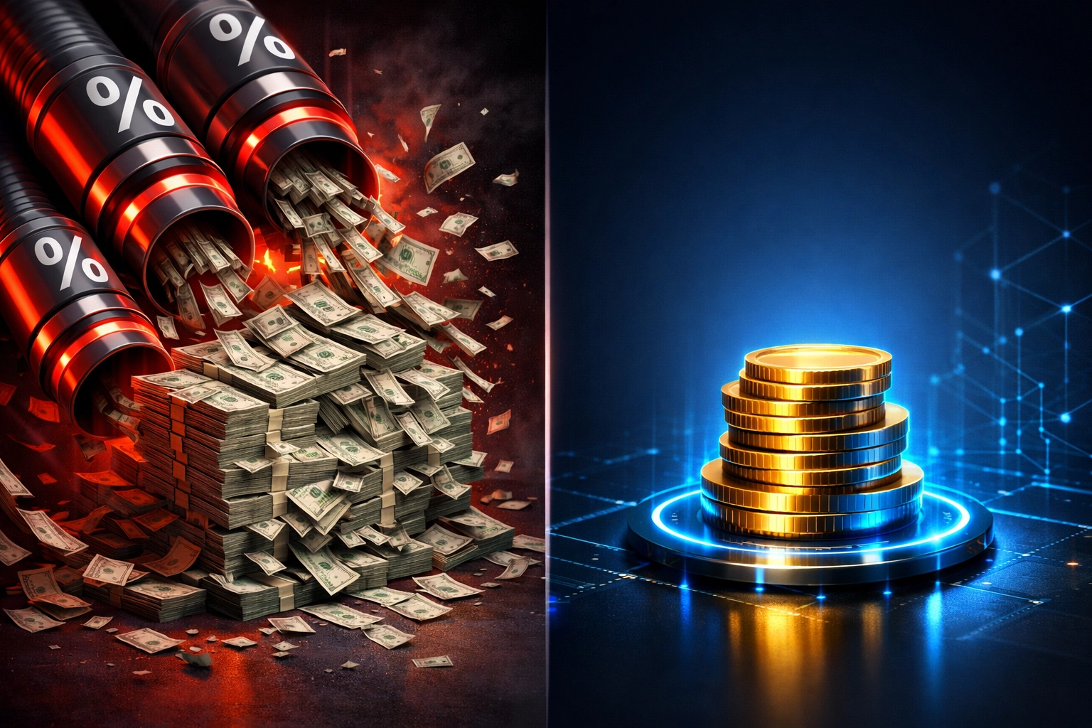 Comparison of traditional interchange fees draining money versus minimal Web3 gas fees