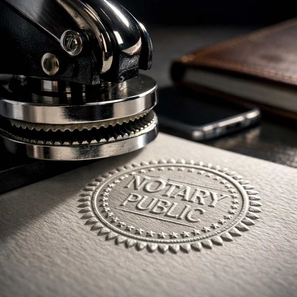 Official notary public Oregon seal on a legal document providing accuracy and compliance.