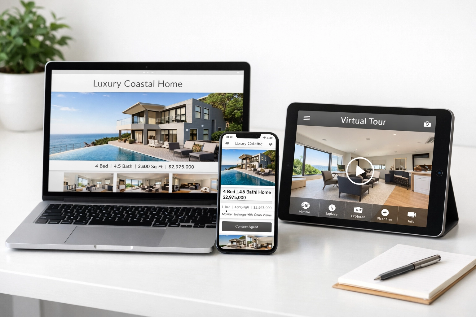 Digital real estate marketing platforms displaying Columbia SC home listings online