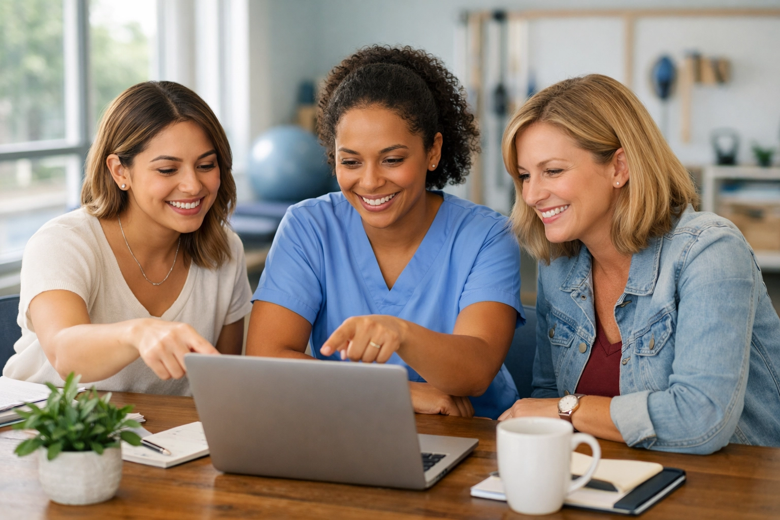 Therapy practice team collaborating on billing transition with personalized partner support