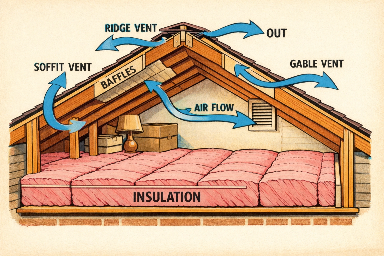 Proper attic insulation and ventilation system preventing ice dam formation in NH homes