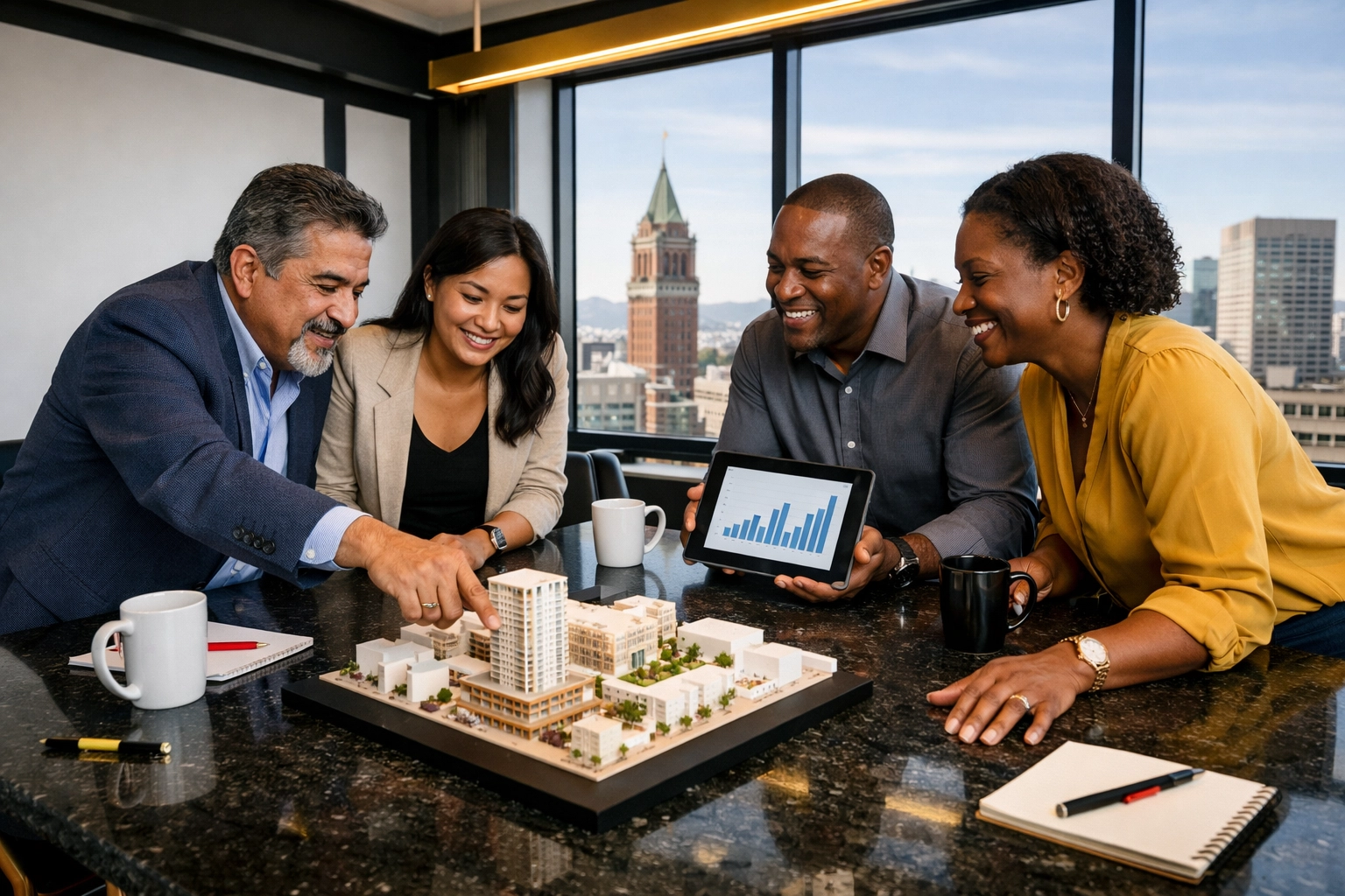 Strategic leaders collaborating on a mixed-use development project to drive sustainable growth and private investment.