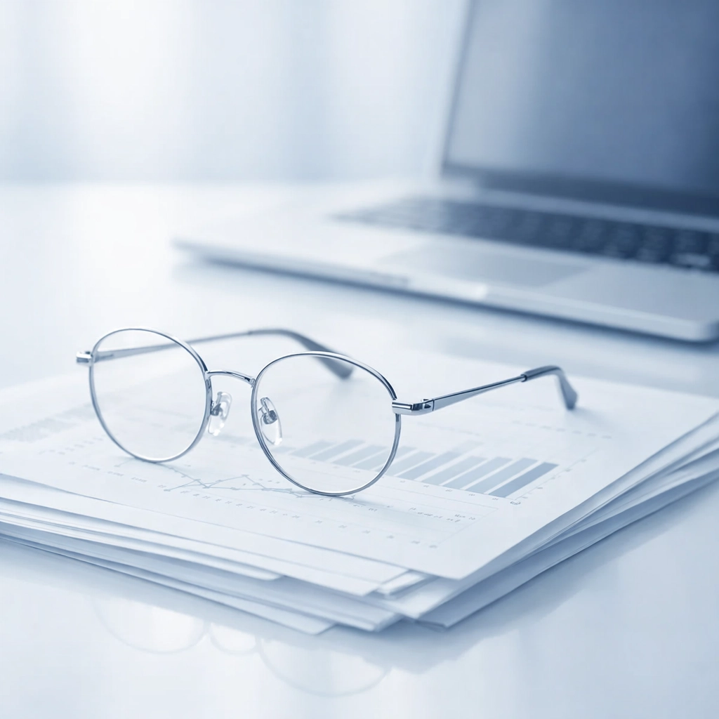 Organized financial documents and glasses representing a clean business valuation for a property management firm.