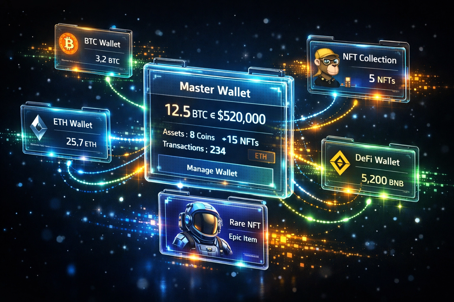 Self-custody crypto wallet with NFT receipts and master sub-wallet architecture for merchants