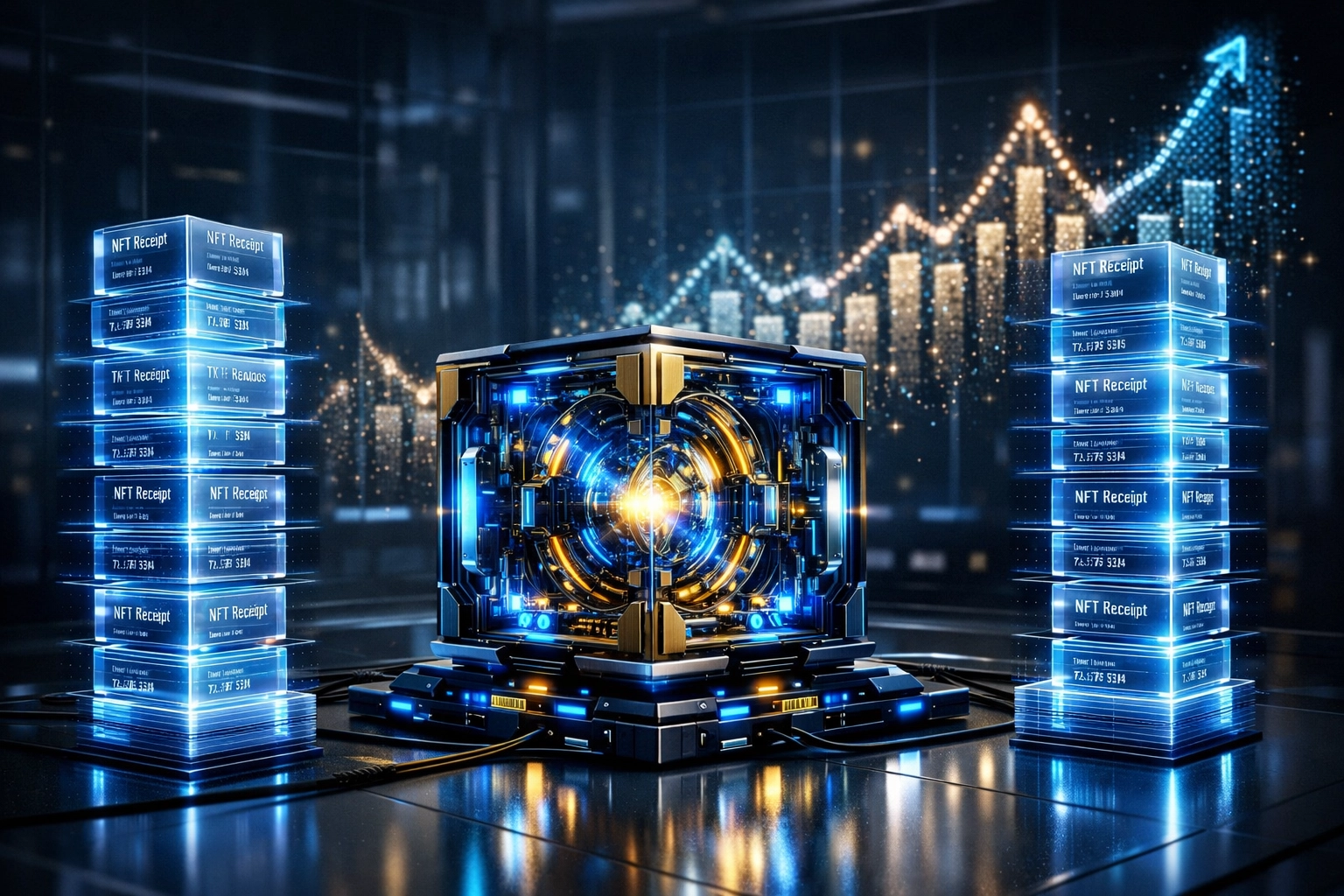 Larecoin AI core organizing NFT receipts for automated crypto accounting and predictive sales trend analysis.