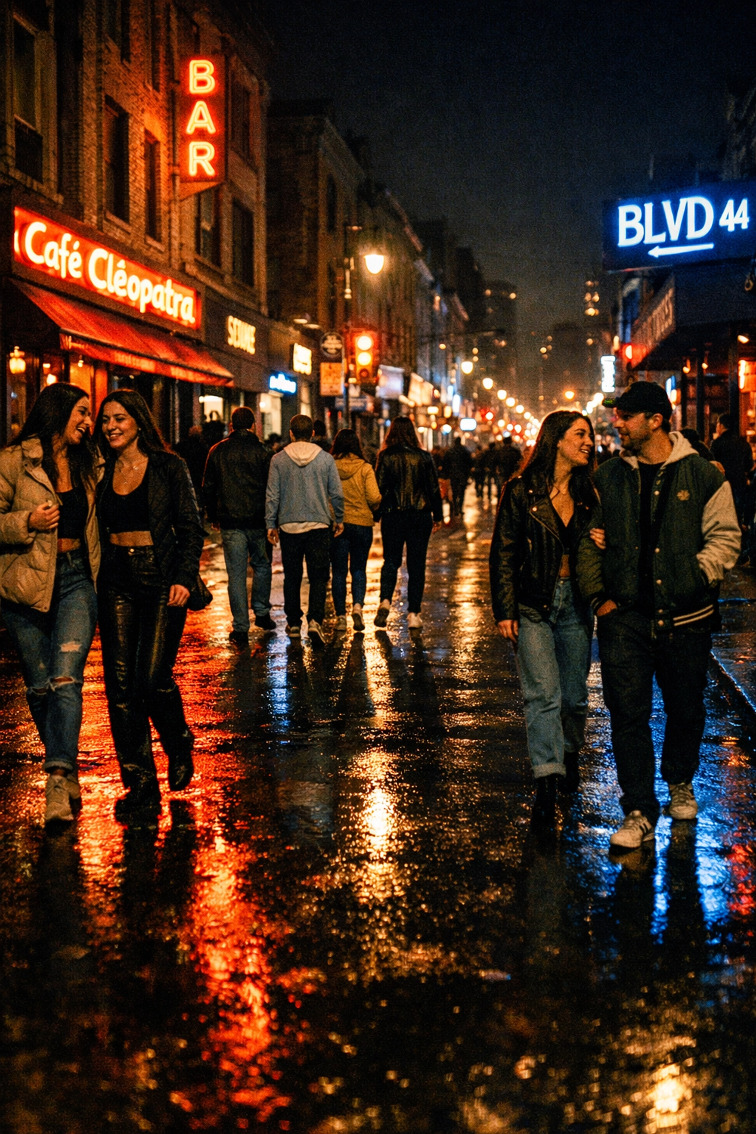 Neon signs on Saint-Laurent Boulevard as Montreal initiates 24-hour nightlife zones for 21 local venues.