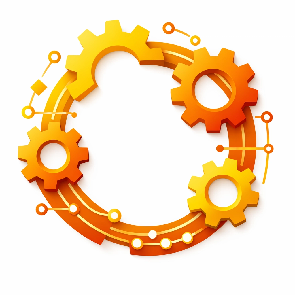 Synchronized geometric gears illustrating a technologically advanced circular resource recovery system.