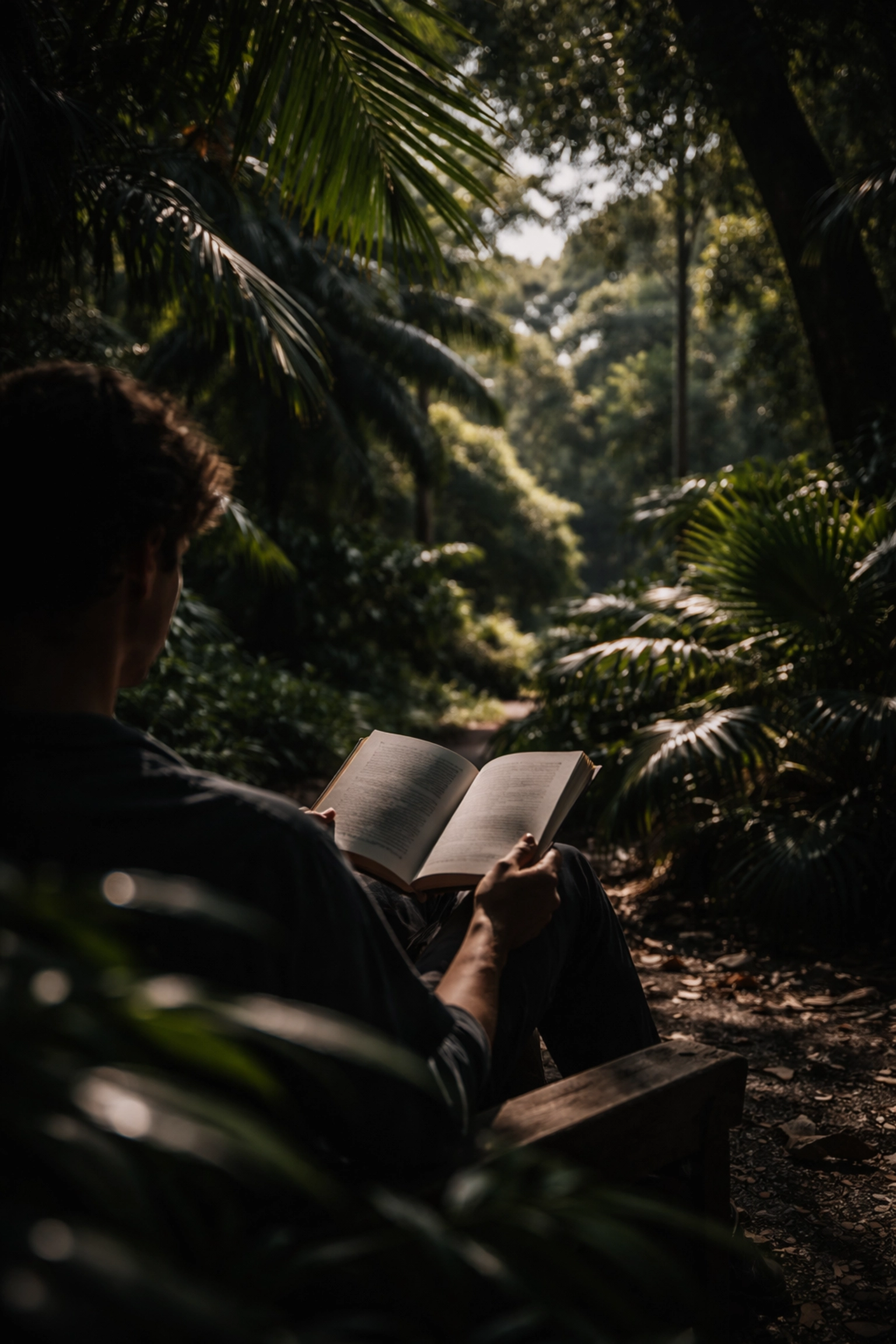 Person reading a book in a hidden nook of Brisbane Botanic Gardens, highlighting local reading retreats