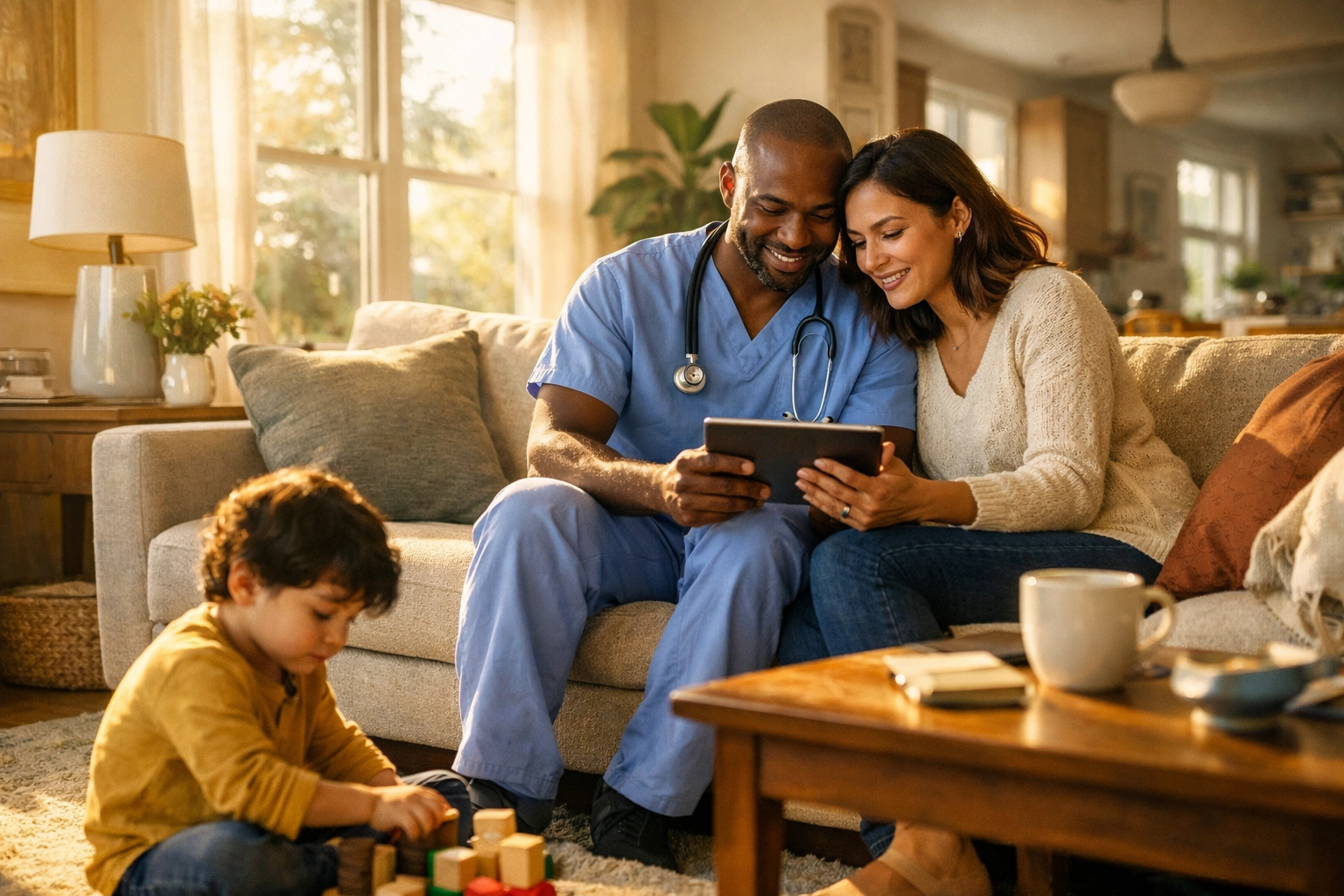 A family connects with God using FA Memphis and Boundless Online Church digital micro-lessons.