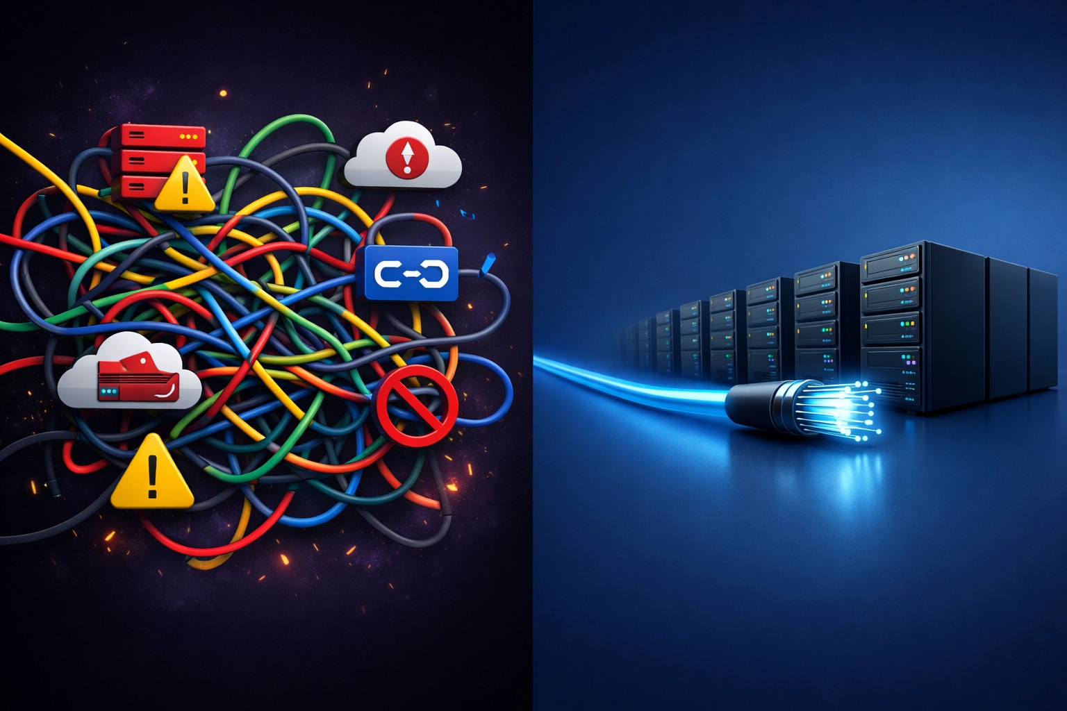 Comparison of tangled point solutions versus streamlined consolidated IT infrastructure