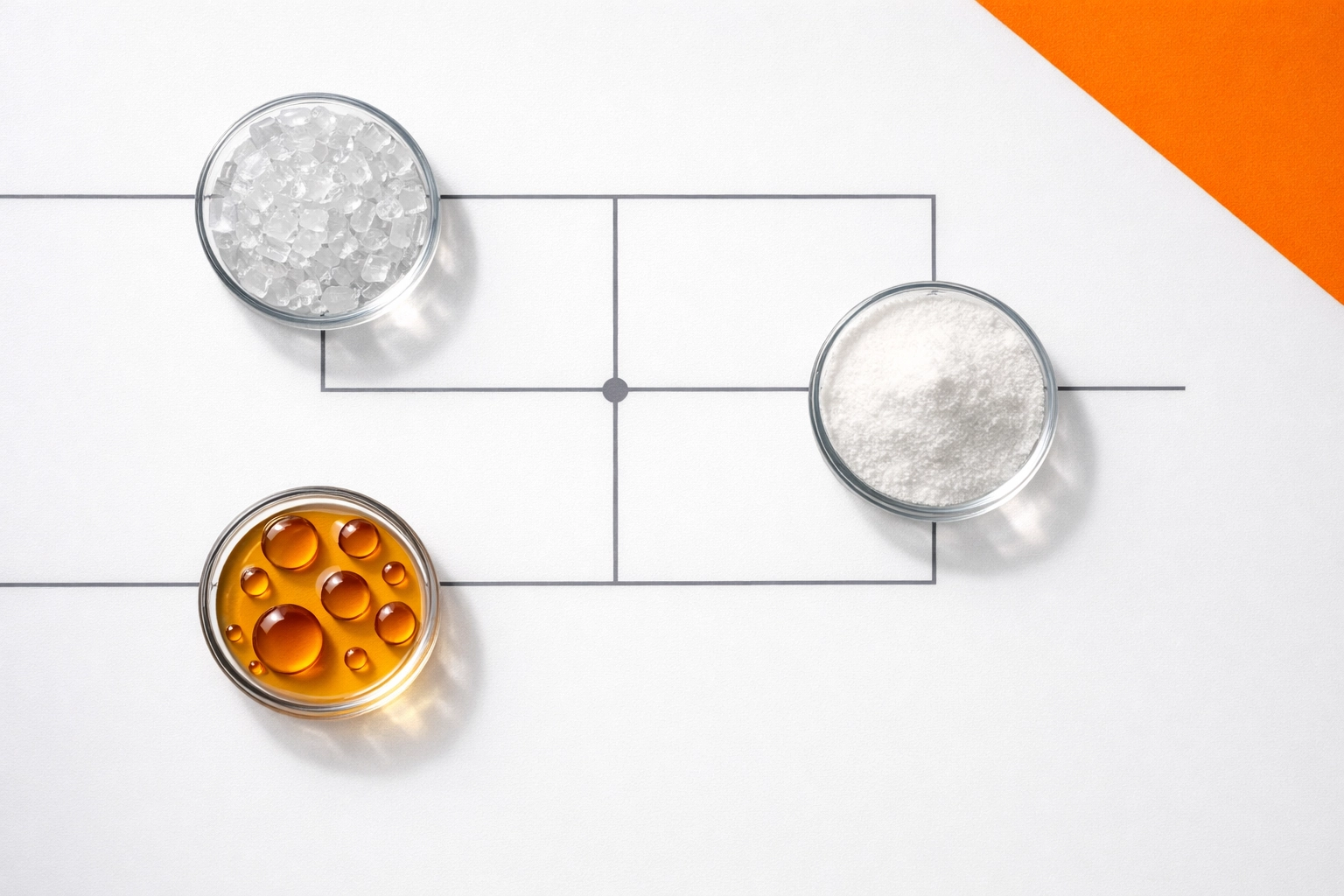 Supply chain grid displaying citric acid, dextrose, and liquid ingredients for procurement strategy