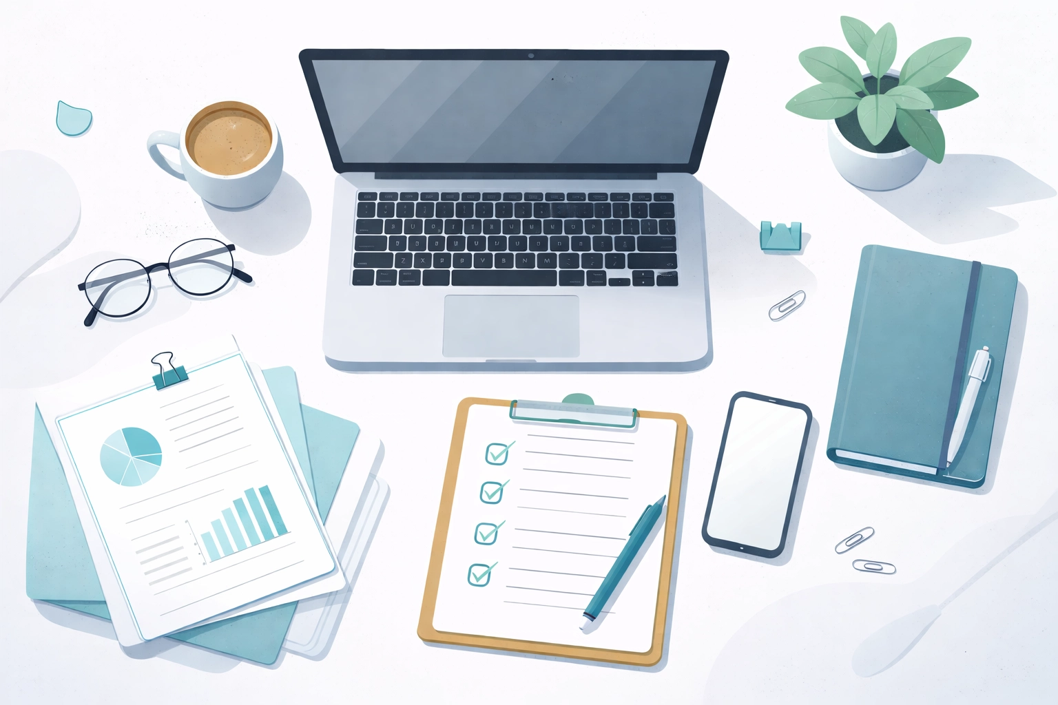Organized workspace with checklist and documents illustrating preparation needed for a smooth 401k rollover process.