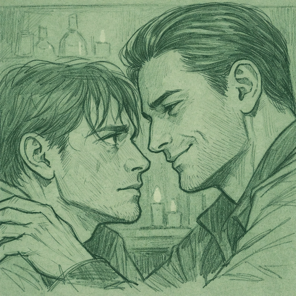 Close-up of artist and muse Andreas in intense moment showing complex power dynamics