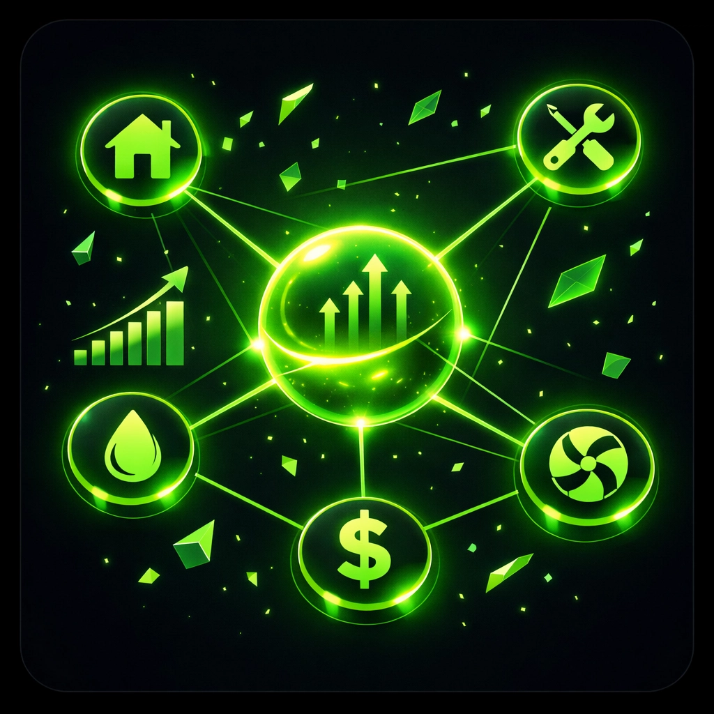 Digital network representing SEO growth and lead generation for carpet cleaning businesses.