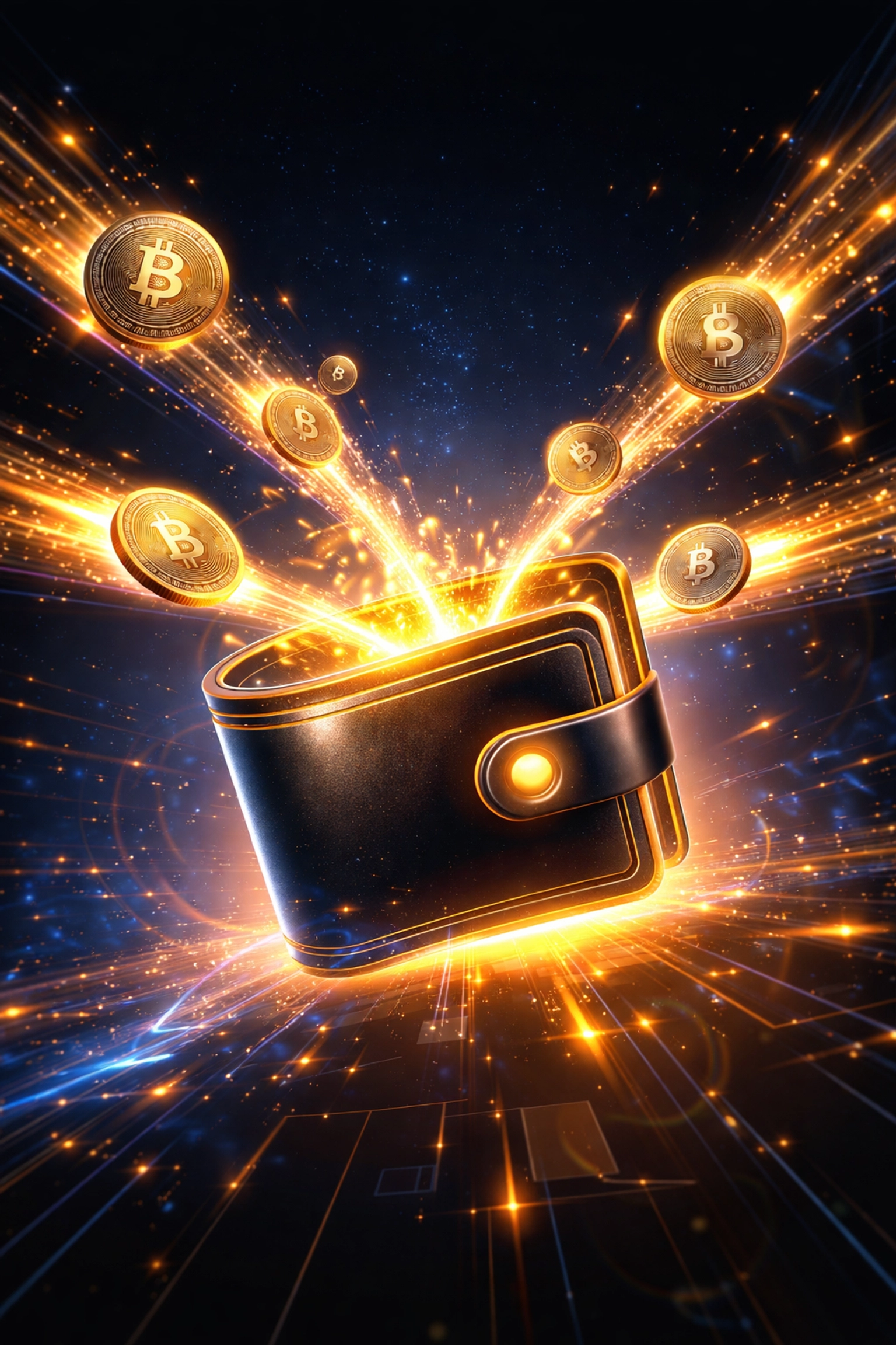 Digital crypto wallet receiving multiple cryptocurrency payments instantly, symbolizing merchant self-custody and control in decentralized payments.