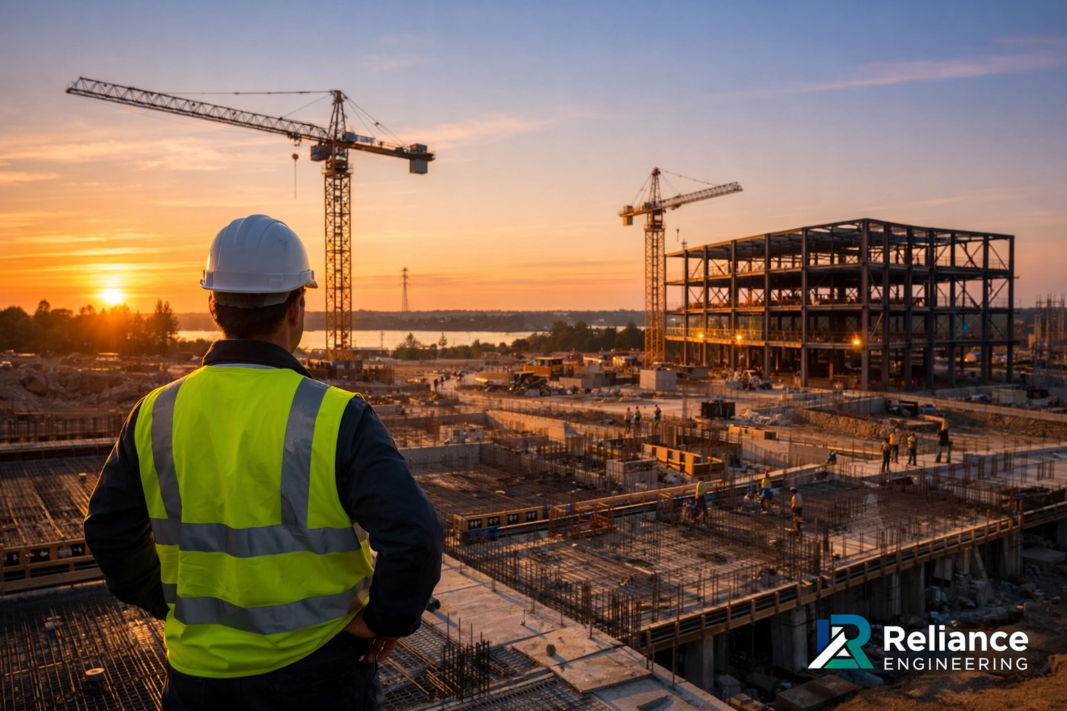 Professional engineer on an Ontario construction site following successful site plan approval.