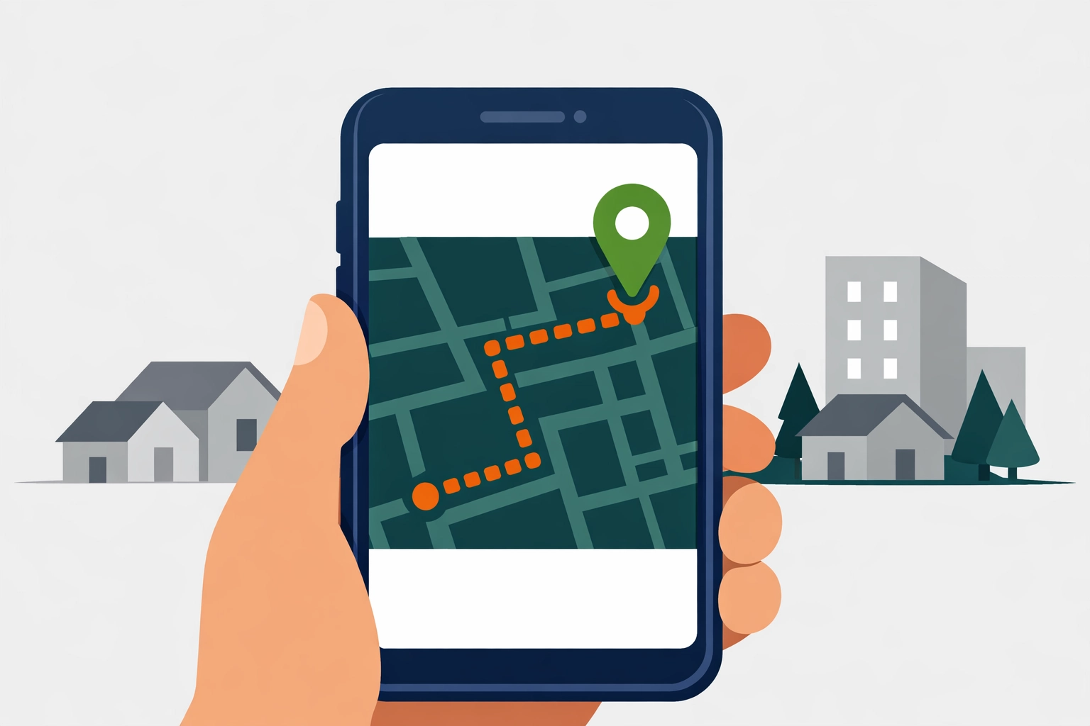 GPS tracking app showing real-time landscaping company location and service route for property managers