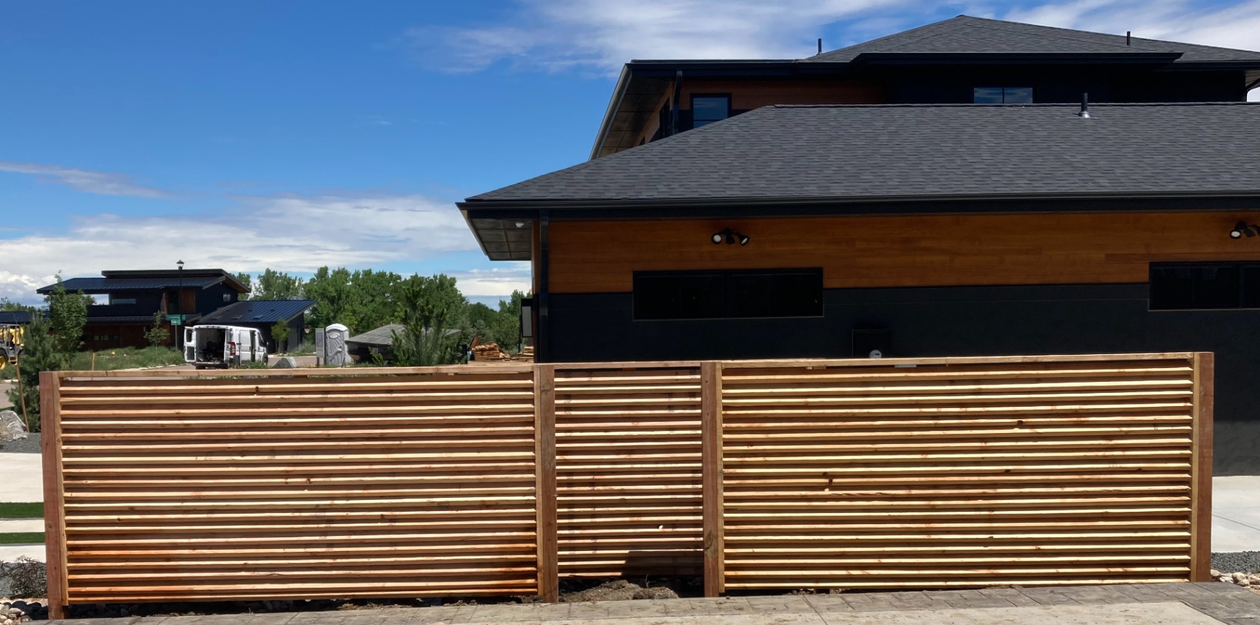 Horizontal wooden privacy fence panels showcasing craftsmanship