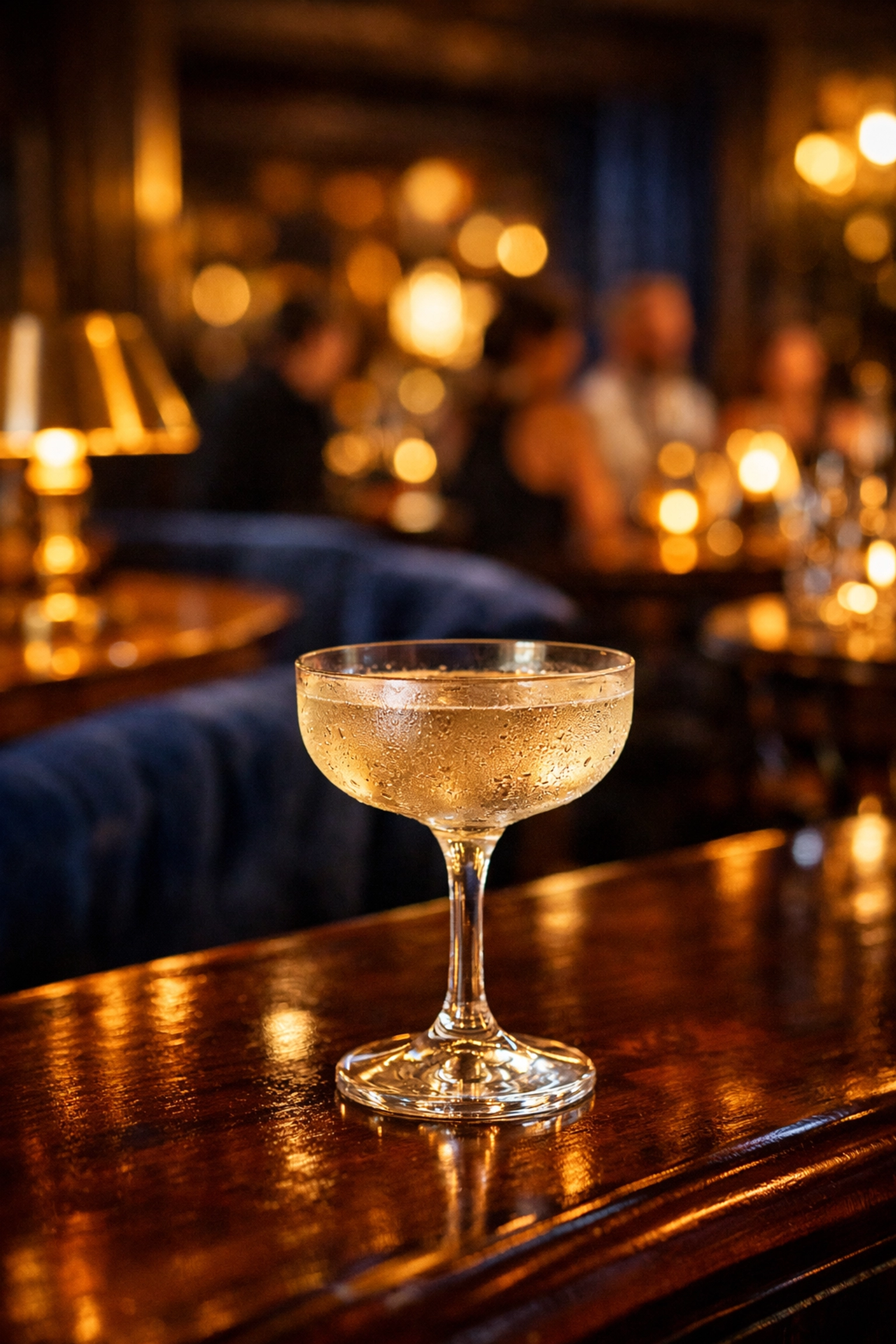 A sophisticated craft cocktail at a Gloucester bar, reflecting luxury accommodations in Gloucester MA.