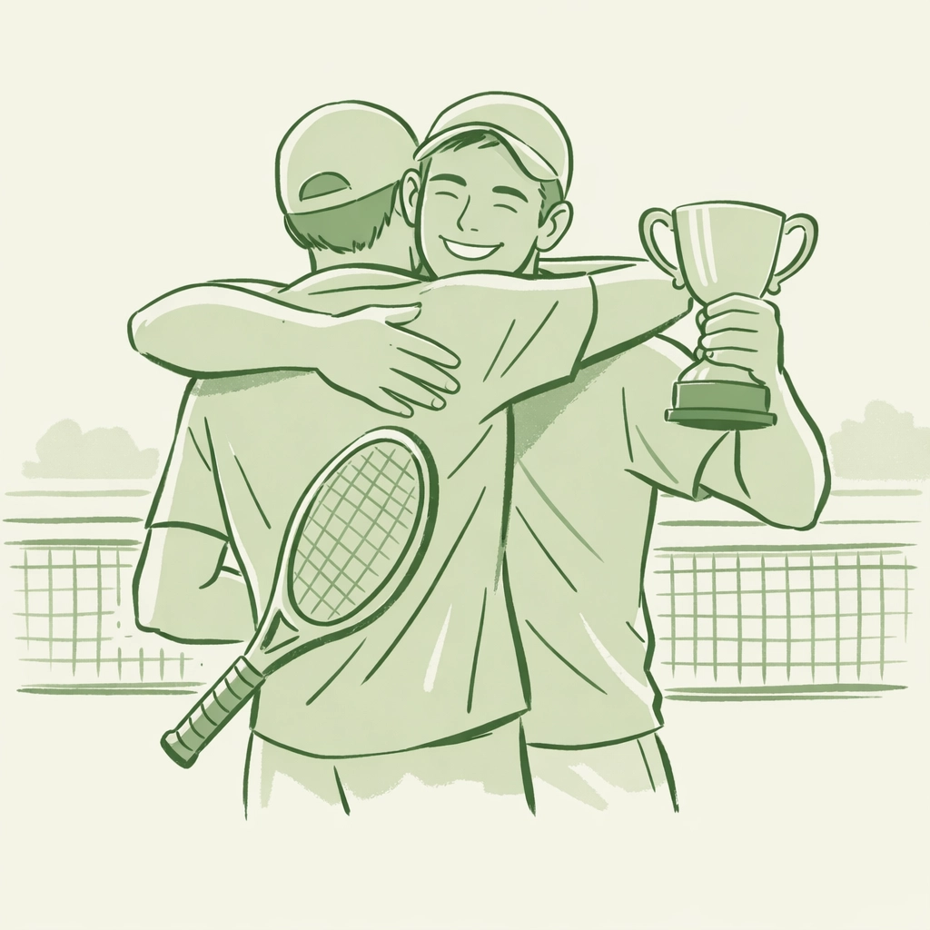 Tennis players celebrating victory and LGBTQ+ inclusion in professional sports