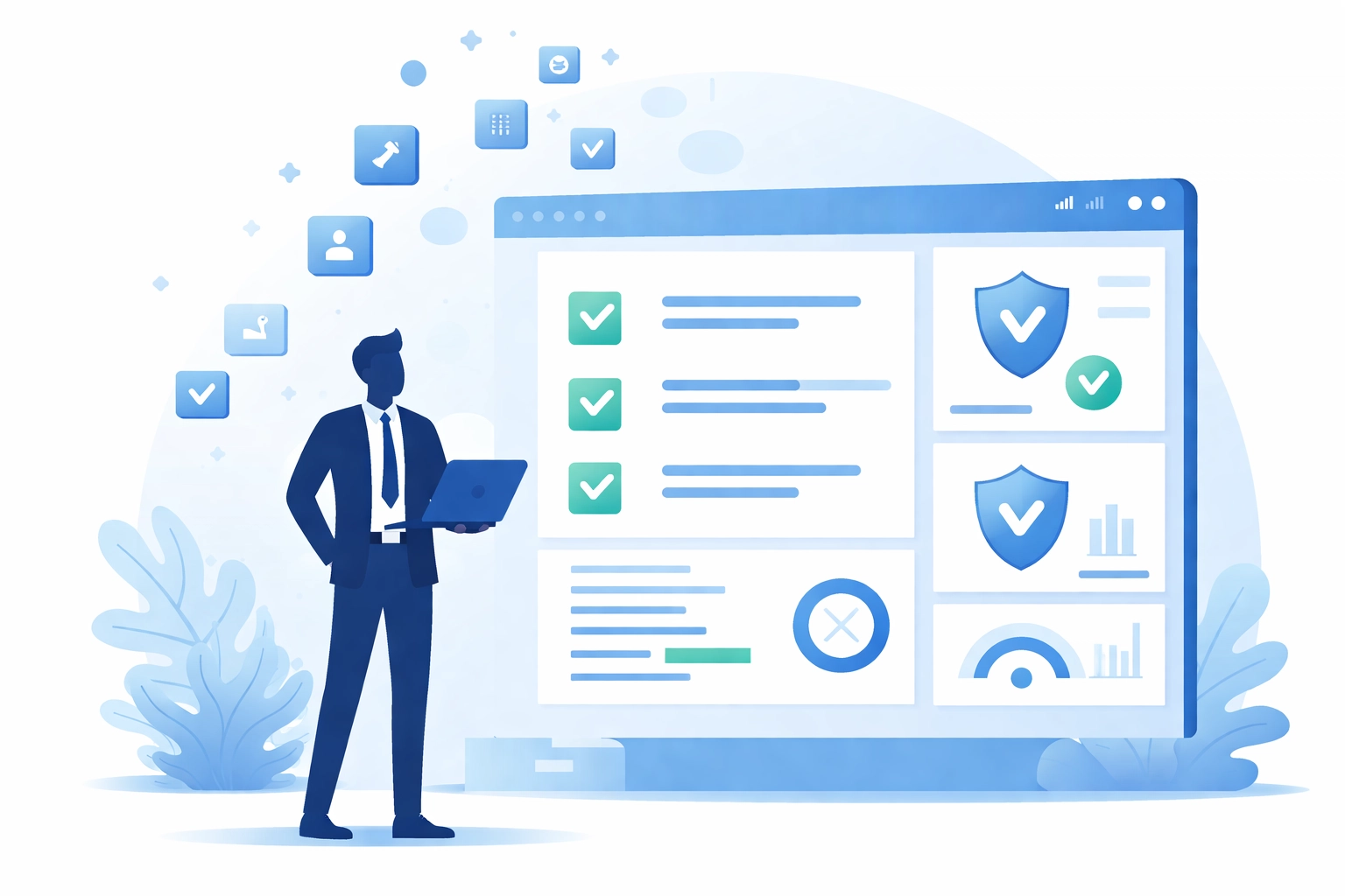 IT professional managing digital dashboard, showcasing the importance of regular software updates for cybersecurity
