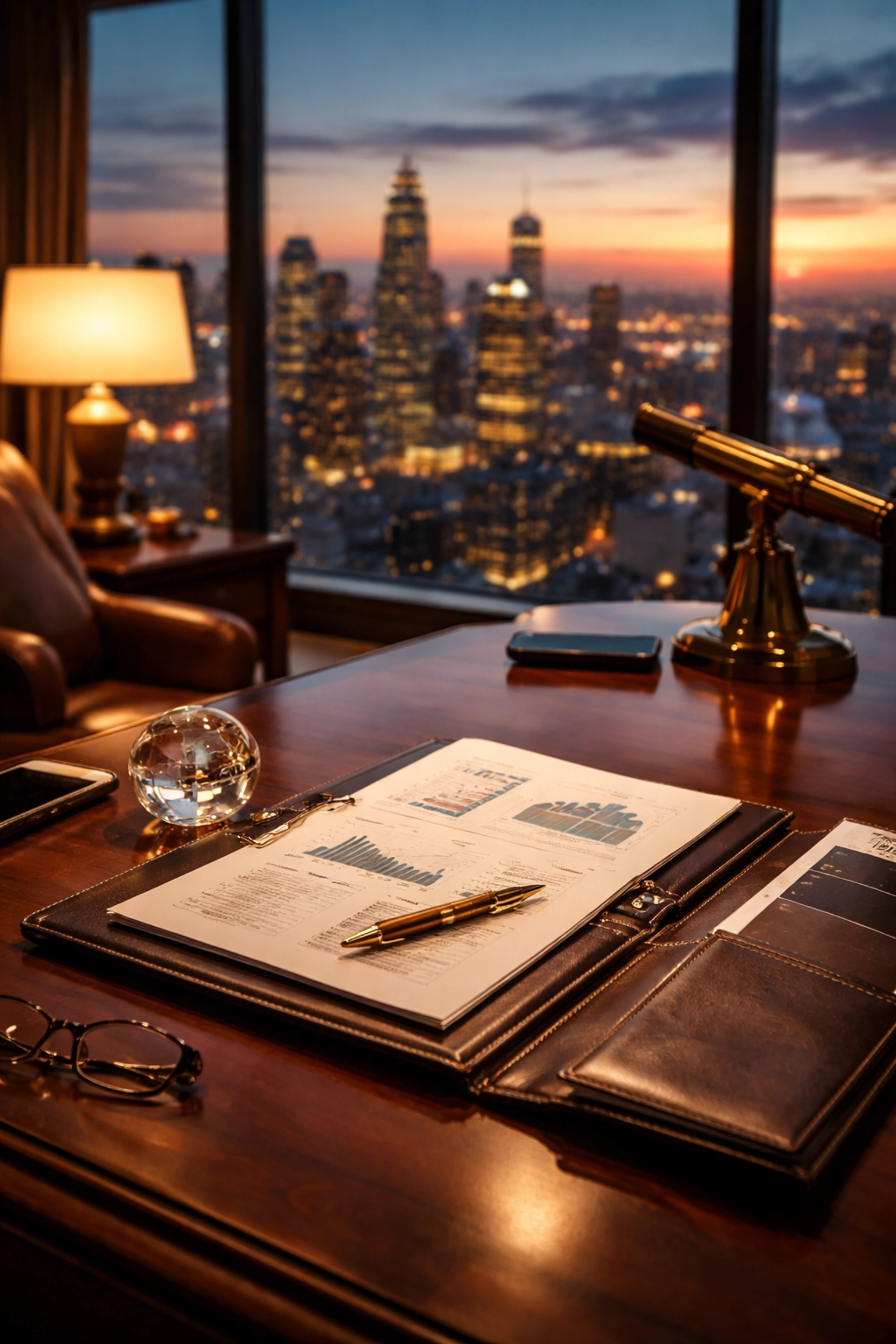 Luxurious office with portfolio on desk signifies strategic portfolio management for accredited investors in 2026.