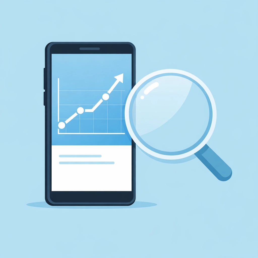 Ilustración de monitoreo de crédito en celular con gráfica para reparar crédito paso a paso.