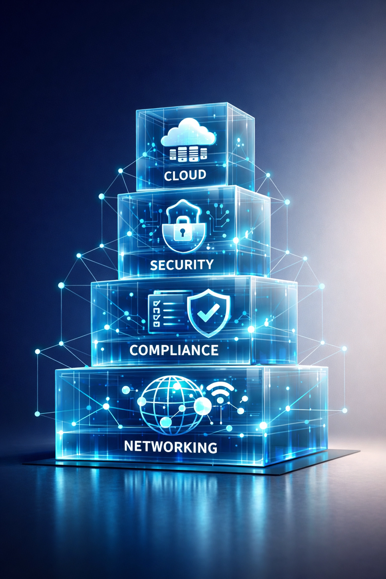 Layered visualization of managed IT service provider expertise areas and specializations