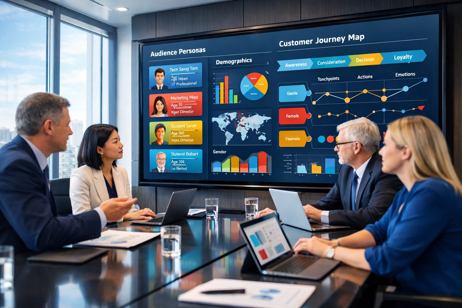 From Touchdown to Deal Closed: The Proven 7-Step Framework for Super Bowl Sports Marketing Success Executives collaborate on Super Bowl marketing strategy with audience data and customer journey maps