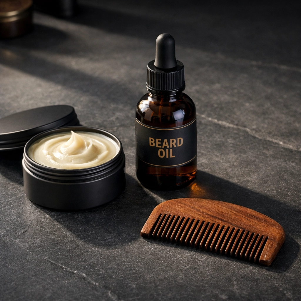 The Bearded Mack Wild West Collection grooming set including beard oil, beard butter, and a premium comb.