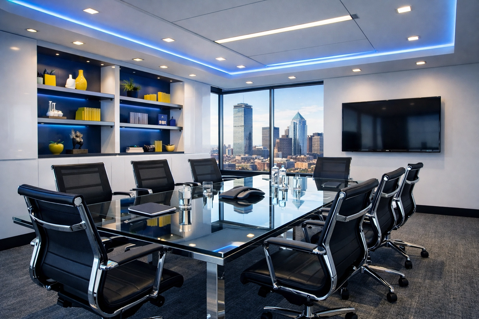 Polished Boston office conference room showing professional commercial and house cleaning services MA.