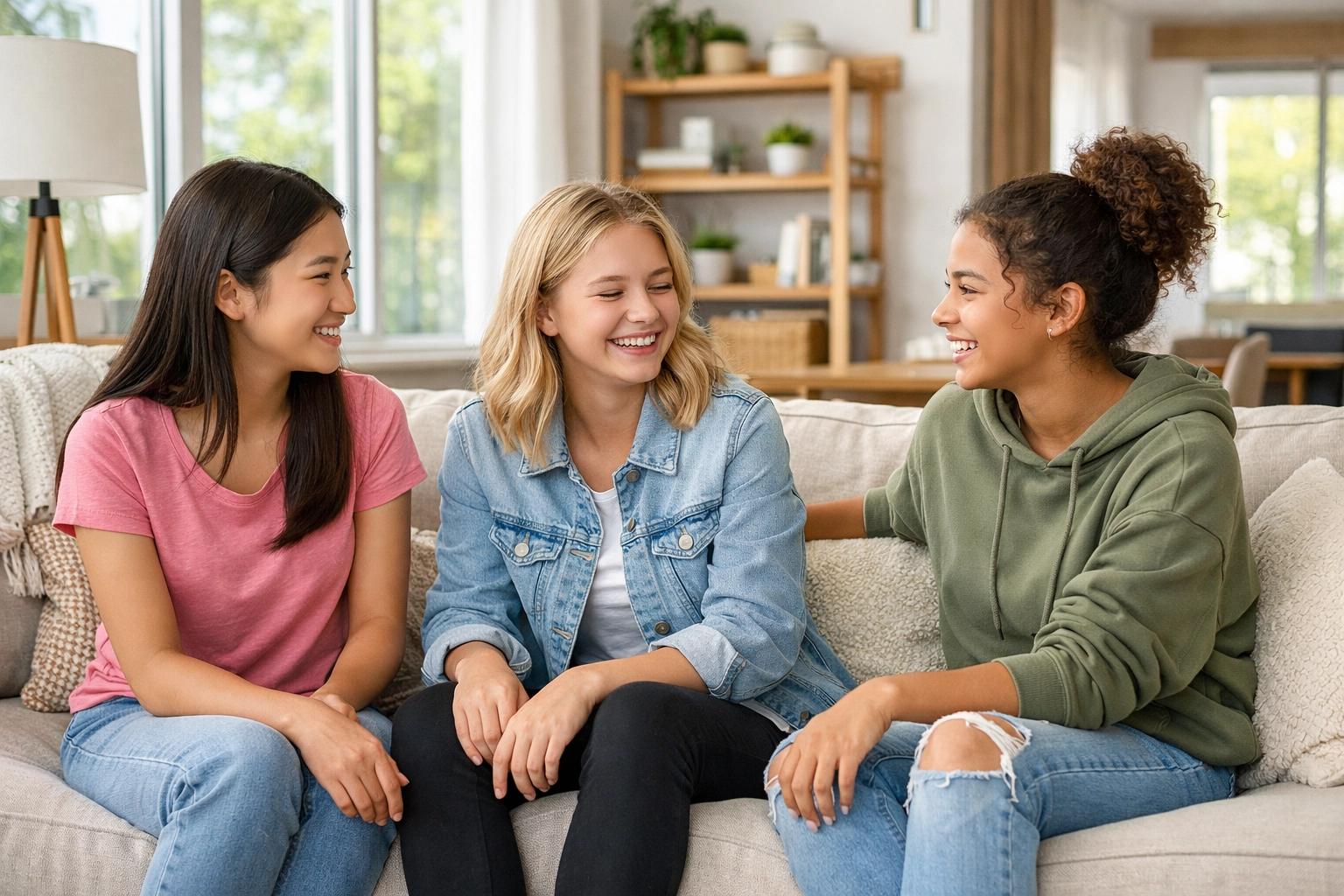 Girls connecting and supporting each other at a youth residential treatment center.