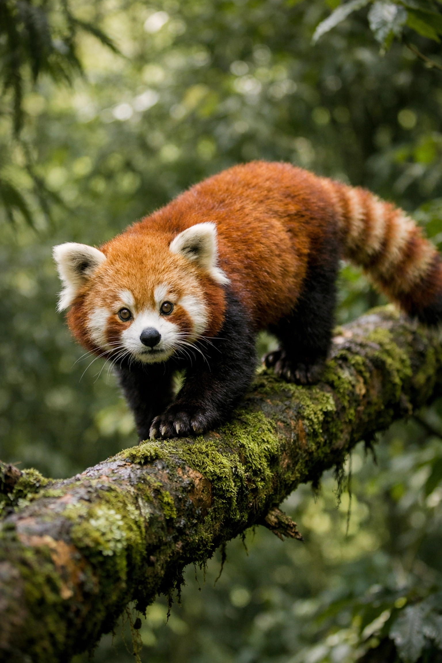 Red Panda on a forest branch showcasing conservation storytelling through daily species spotlights.