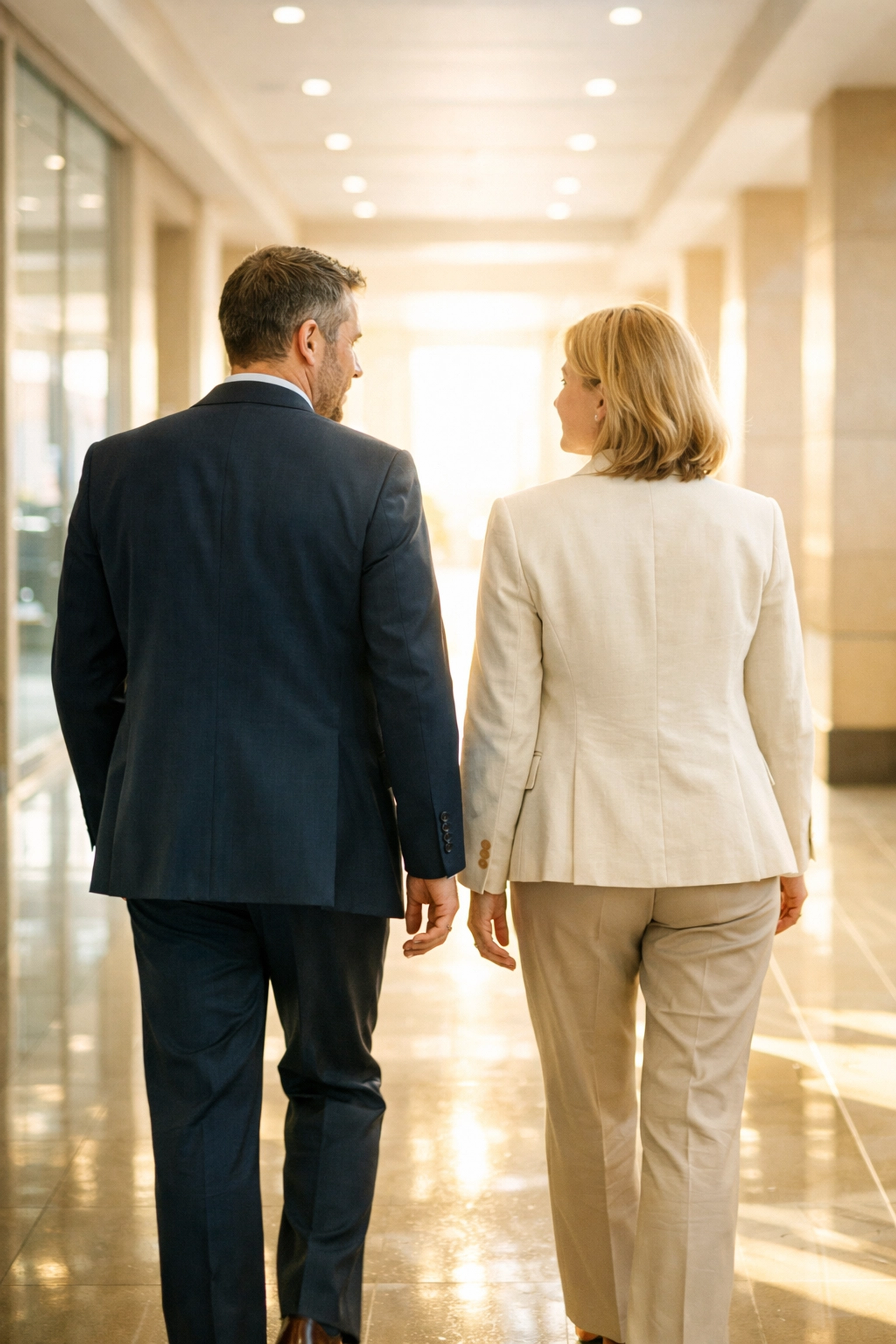 Two agency professionals walking toward a bright future through mission-driven alignment.