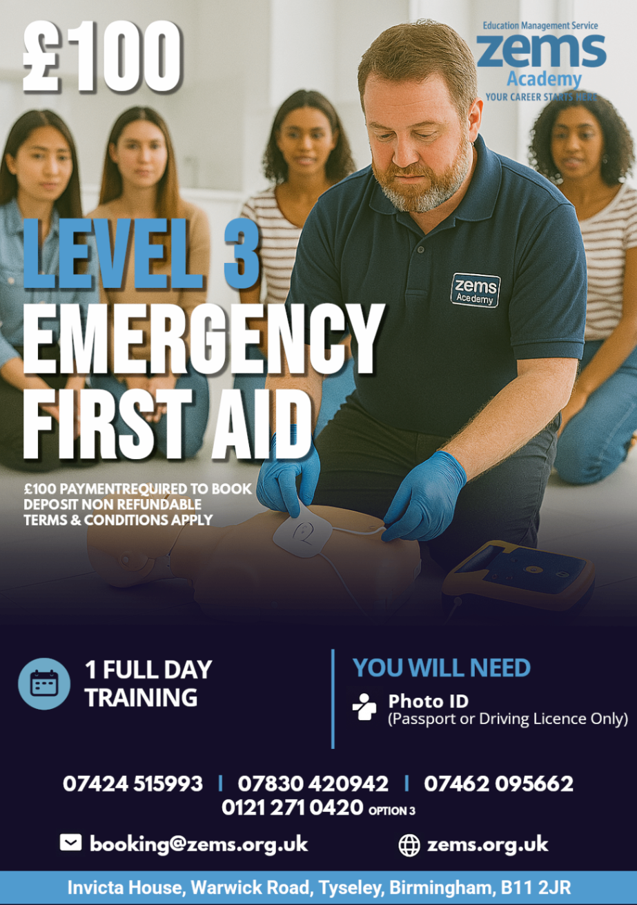 Zems Academy Level 3 Emergency First Aid course