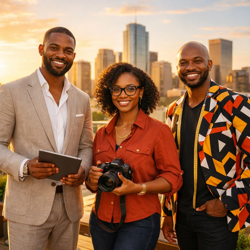 Confident African creative founders and CEOs successfully scaling their brands with Vendoura.