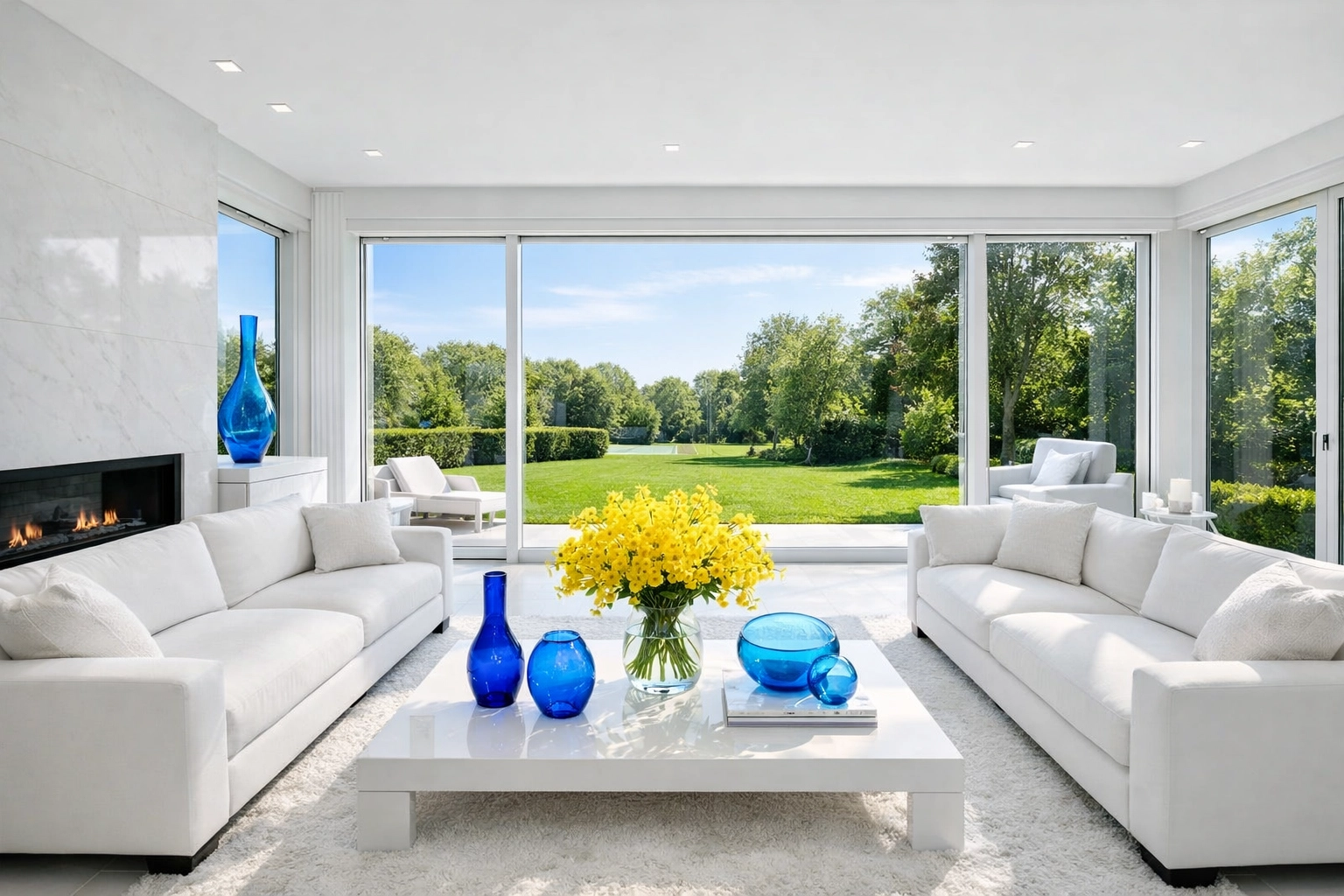 Airy modern living room in Dover, MA, featuring eco-friendly residential cleaning Massachusetts for healthy homes.
