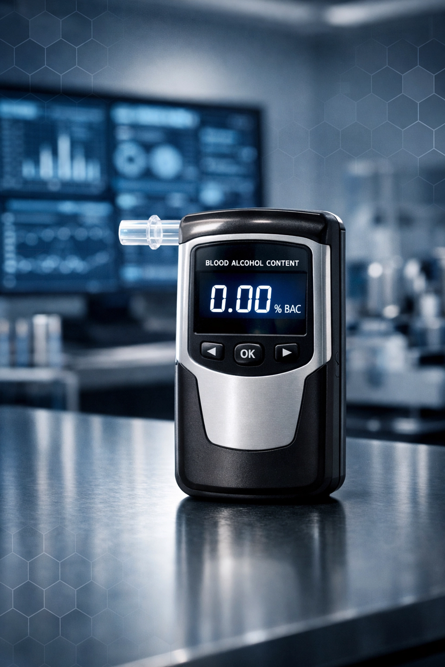 Forensic breathalyzer device in a laboratory setting used for challenging DUI evidence accuracy.