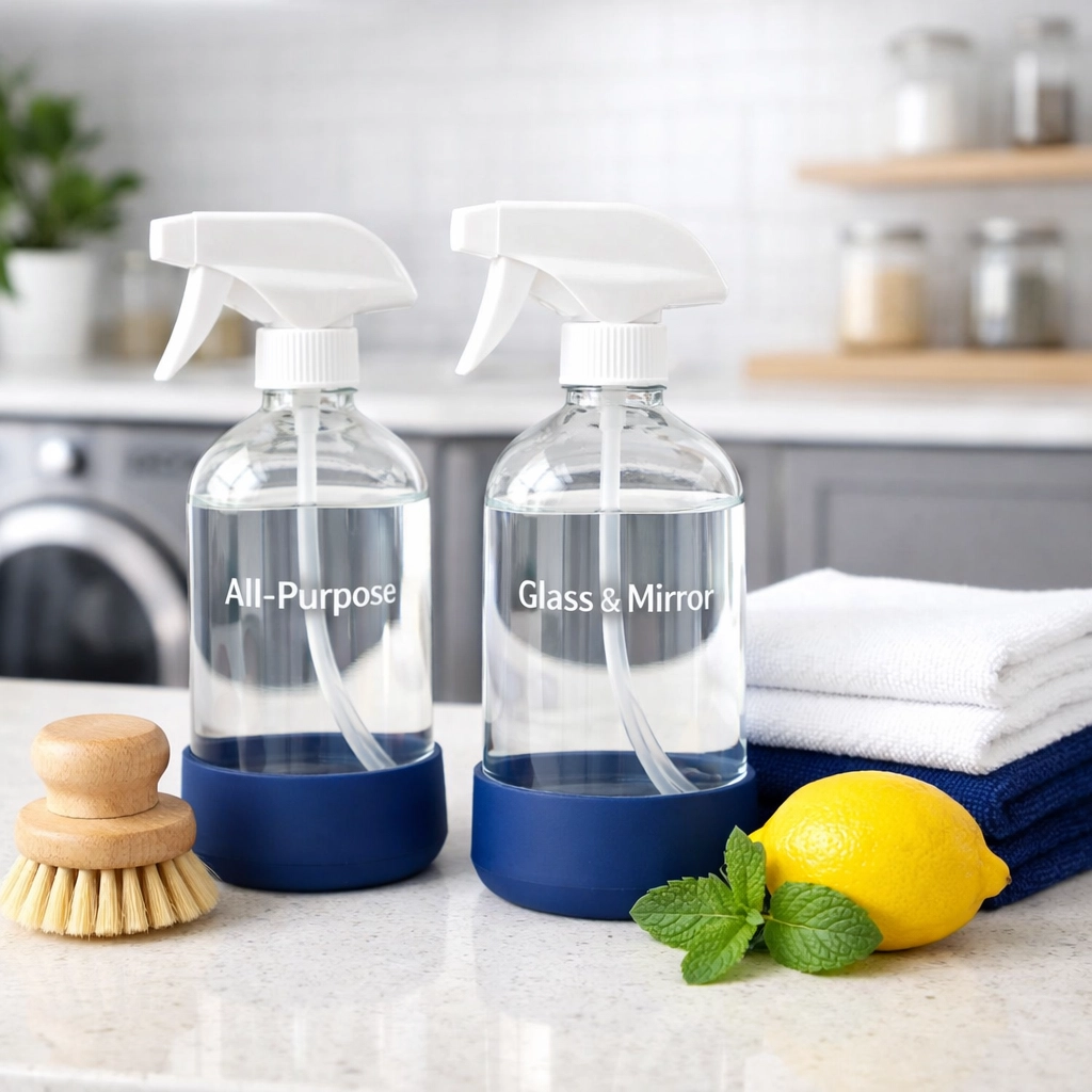 Eco-friendly cleaning supplies and non-toxic solutions used for Luxury House Cleaning Newton MA.