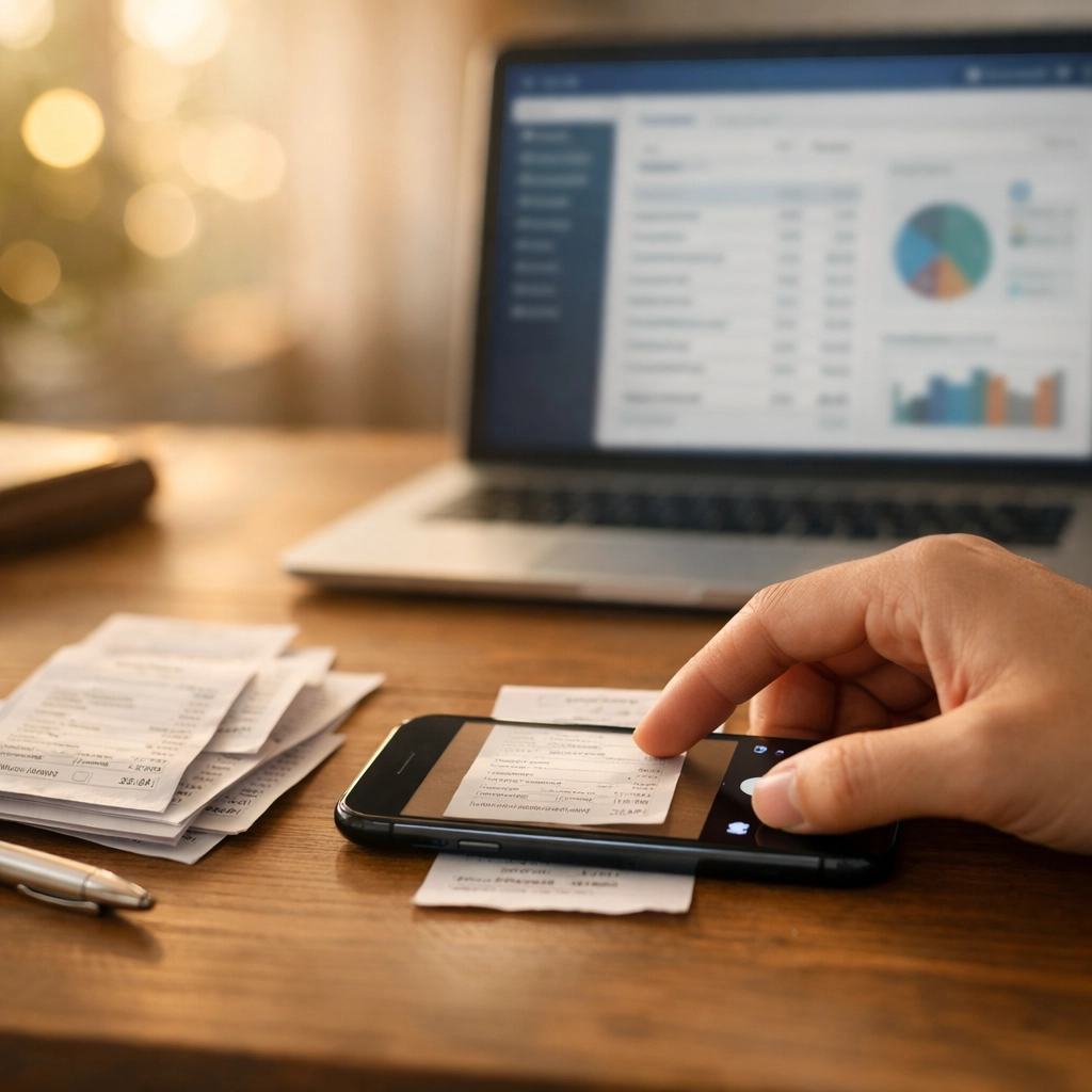 Digitizing business receipts with smartphone for bookkeeping records